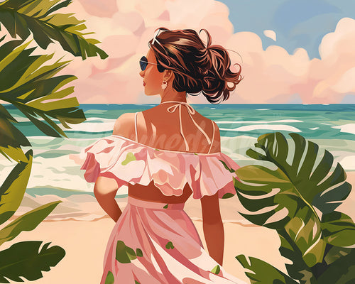 Diamond Painting - Liebliches Mädchen am Meer