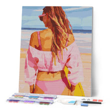 Laden Sie das Bild in den Galerie-Viewer, Diamond Painting - Strandtag mit Stil – 40 x 50 cm auf Keilrahmen gespannt