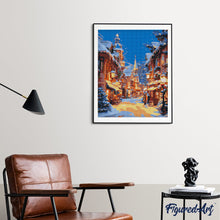 Laden Sie das Bild in den Galerie-Viewer, Diamond Painting - Beleuchtetes Weihnachtsdorf – 40 x 50 cm auf Keilrahmen gespannt
