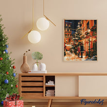 Laden Sie das Bild in den Galerie-Viewer, Diamond Painting - Weihnachtspaar in der Stadt – 40 x 50 cm auf Keilrahmen gespannt