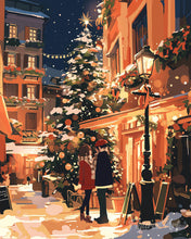 Laden Sie das Bild in den Galerie-Viewer, Diamond Painting - Weihnachtspaar in der Stadt – 40 x 50 cm auf Keilrahmen gespannt