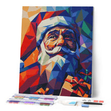 Laden Sie das Bild in den Galerie-Viewer, Diamond Painting - Polygon-Weihnachtsmann – 40 x 50 cm auf Keilrahmen gespannt