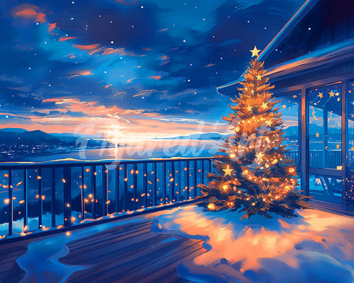 Diamond Painting - Funkelnde Weihnachtsterrasse – 40 x 50 cm auf Keilrahmen gespannt