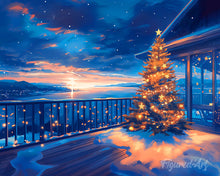 Laden Sie das Bild in den Galerie-Viewer, Diamond Painting - Funkelnde Weihnachtsterrasse – 40 x 50 cm auf Keilrahmen gespannt