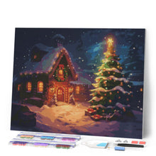 Laden Sie das Bild in den Galerie-Viewer, Diamond Painting - Schneebedeckte Weihnachtshütte
