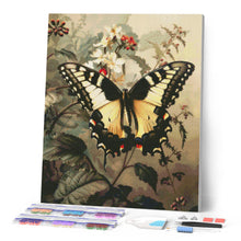 Laden Sie das Bild in den Galerie-Viewer, Diamond Painting - Schwalbenschwanz und weiße Blumen
