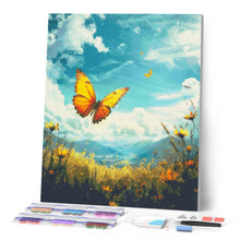 Laden Sie das Bild in den Galerie-Viewer, Diamond Painting - Kupferschmetterling unter blauem Himmel