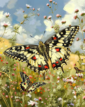 Laden Sie das Bild in den Galerie-Viewer, Diamond Painting - Proserpine-Schmetterling und Wildblumen – 40 x 50 cm auf Keilrahmen gespannt