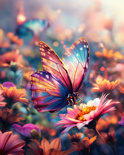 Diamond Painting - Futtersuchender Schmetterling – 40 x 50 cm auf Keilrahmen gespannt