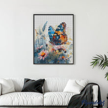 Laden Sie das Bild in den Galerie-Viewer, Diamond Painting - Schmetterling und Blumen – 40 x 50 cm auf Keilrahmen gespannt
