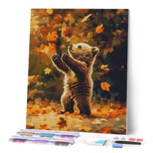 Laden Sie das Bild in den Galerie-Viewer, Diamond Painting - Bär und fallende Blätter – 40 x 50 cm auf Keilrahmen gespannt