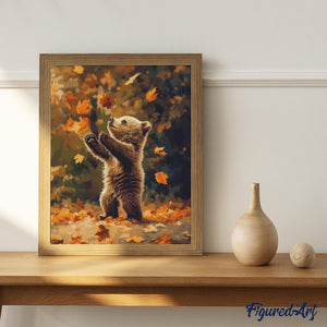 Diamond Painting - Bär und fallende Blätter