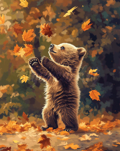 Diamond Painting - Bär und fallende Blätter