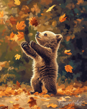 Laden Sie das Bild in den Galerie-Viewer, Diamond Painting - Bär und fallende Blätter – 40 x 50 cm auf Keilrahmen gespannt