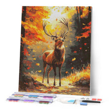 Laden Sie das Bild in den Galerie-Viewer, Diamond Painting - Majestätischer Hirsch im Herbst – 40 x 50 cm auf Keilrahmen gespannt