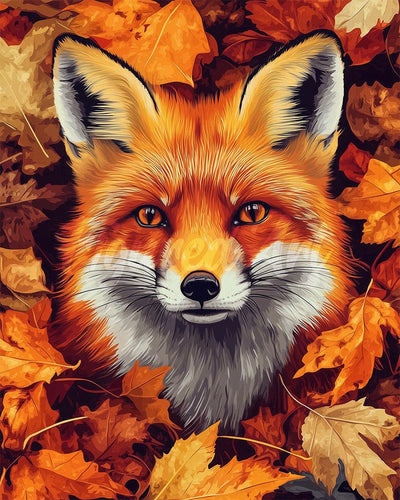 Diamond Painting - Fuchs in Herbstblättern