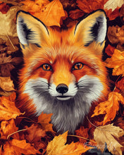 Laden Sie das Bild in den Galerie-Viewer, Diamond Painting - Fuchs in Herbstblättern – 40 x 50 cm auf Keilrahmen gespannt