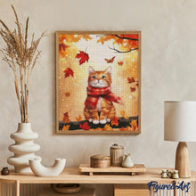 Laden Sie das Bild in den Galerie-Viewer, Diamond Painting - Gemütliche Herbstkatze – 40 x 50 cm auf Keilrahmen gespannt
