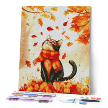 Laden Sie das Bild in den Galerie-Viewer, Diamond Painting - Verspielte Herbstkatze