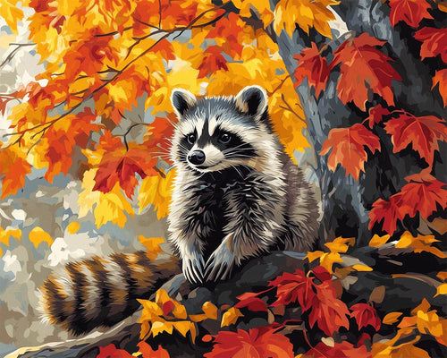 Diamond Painting - Herbst-Waschbär