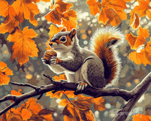 Laden Sie das Bild in den Galerie-Viewer, Diamond Painting - Herbst-Eichhörnchen – 40 x 50 cm auf Keilrahmen gespannt