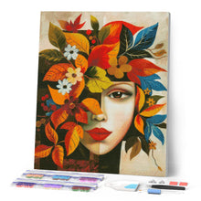 Laden Sie das Bild in den Galerie-Viewer, Diamond Painting - Von Picasso inspiriertes Herbst-Flora-Gesicht – 40 x 50 cm auf Keilrahmen gespannt