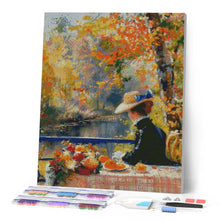 Laden Sie das Bild in den Galerie-Viewer, Diamond Painting - Von Renoir inspirierte Herbst-Dame – 40 x 50 cm auf Keilrahmen gespannt