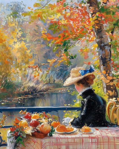 Diamond Painting - Von Renoir inspirierte Herbst-Dame – 40 x 50 cm auf Keilrahmen gespannt