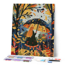Laden Sie das Bild in den Galerie-Viewer, Diamond Painting - Mädchen mit Regenschirm im Herbst