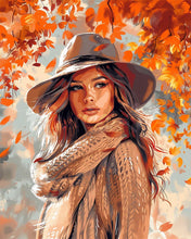 Laden Sie das Bild in den Galerie-Viewer, Diamond Painting - Dame der Herbstwinde – 40 x 50 cm auf Keilrahmen gespannt