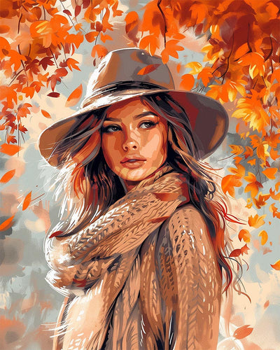 Diamond Painting - Dame der Herbstwinde – 40 x 50 cm auf Keilrahmen gespannt