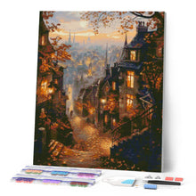 Laden Sie das Bild in den Galerie-Viewer, Diamond Painting - Herbststraße in der Altstadt – 40 x 50 cm auf Keilrahmen gespannt