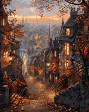 Laden Sie das Bild in den Galerie-Viewer, Diamond Painting - Herbststraße in der Altstadt – 40 x 50 cm auf Keilrahmen gespannt