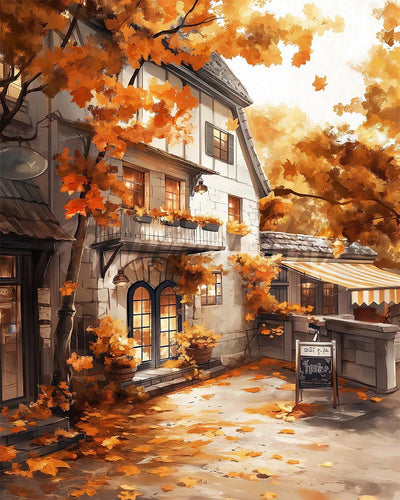 Diamond Painting - Herbst-Café-Fassade