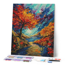 Laden Sie das Bild in den Galerie-Viewer, Diamond Painting - Surrealer Herbst inspiriert von Van Gogh – 40 x 50 cm auf Keilrahmen gespannt