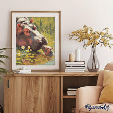 Laden Sie das Bild in den Galerie-Viewer, Diamond Painting - Baby-Nilpferd küsst Mama