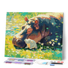 Laden Sie das Bild in den Galerie-Viewer, Diamond Painting - Baby Nilpferd und Mama