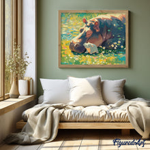 Laden Sie das Bild in den Galerie-Viewer, Diamond Painting - Baby Nilpferd und Mama