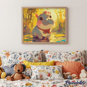 Diamond Painting - Glückliches Baby-Nilpferd