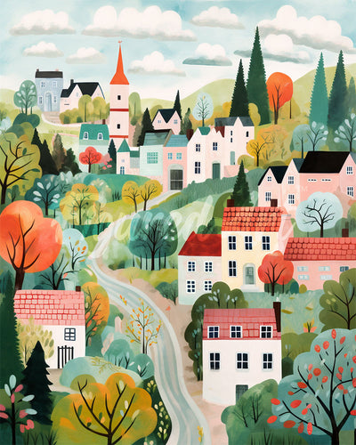 Diamond Painting - Grünes Traumdorf