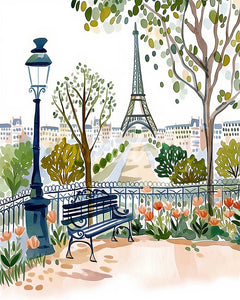 Diamond Painting - Aquarell-Pariser Garten