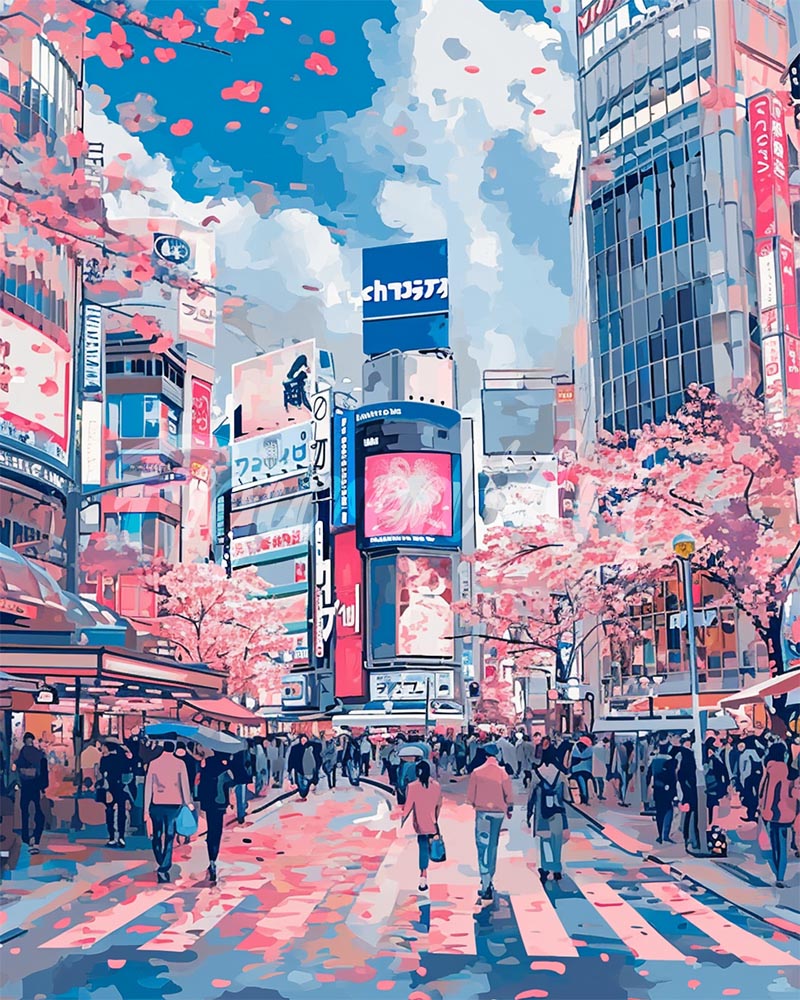 Diamond Painting - Kirschblüten in Shibuya