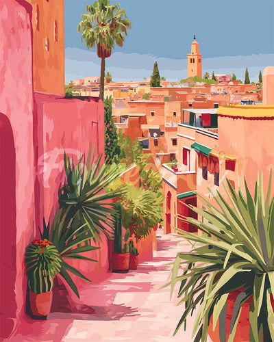 Diamond Painting - Blick auf die marokkanische Stadt