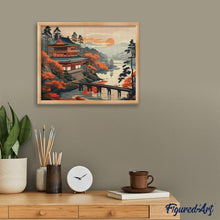 Laden Sie das Bild in den Galerie-Viewer, Diamond Painting - Vintage-Pagodenblick – 40 x 50 cm auf Keilrahmen gespannt