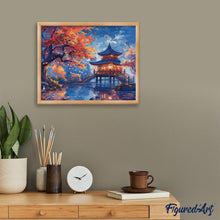 Laden Sie das Bild in den Galerie-Viewer, Diamond Painting - Pagode in einer Herbstnacht – 40 x 50 cm auf Keilrahmen gespannt