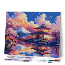Laden Sie das Bild in den Galerie-Viewer, Diamond Painting - Tempelblick mit Mount Fuji