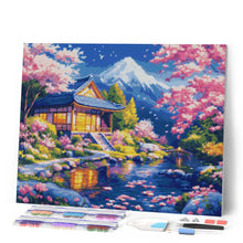 Laden Sie das Bild in den Galerie-Viewer, Diamond Painting - Kirschbüten Haus am Teich