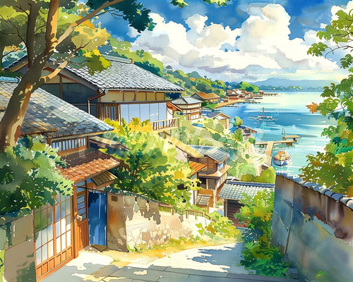 Diamond Painting - Küstenort in Japan