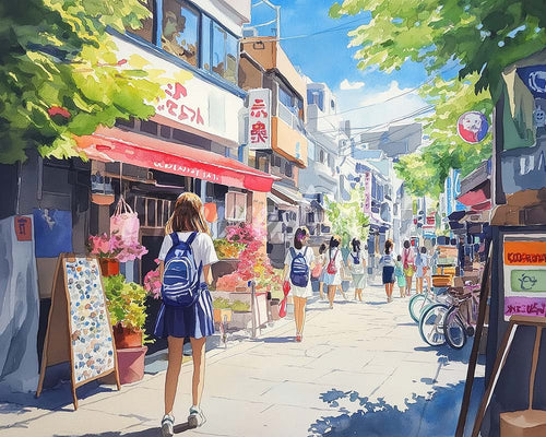 Diamond Painting - Morgen in einem japanischen Viertel
