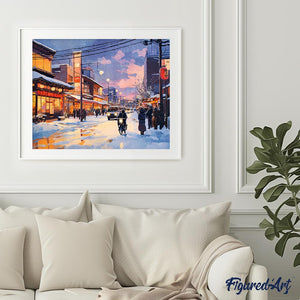 Diamond Painting - Retro-Winterstraße in Japan